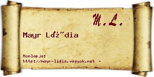 Mayr Lídia névjegykártya